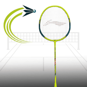 li ning smash xp 80 iv aypu169 1 strung badminton racquet, g5 lightweight, lime/green, with half cover – beginner all round control